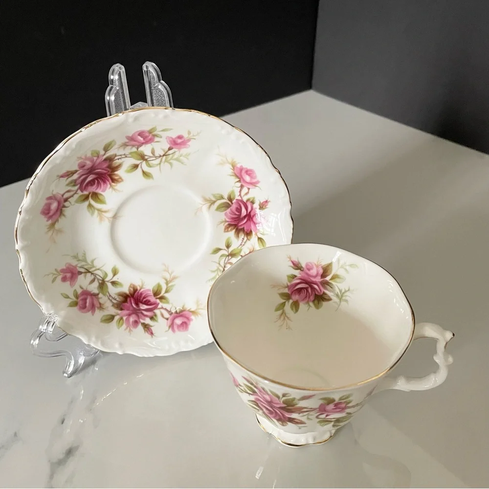 Romance Pink Roses Cup & Saucer by Royal Albert